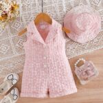Baby Girls Pink Floral Romper and Hat Set
