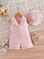 Baby Girls Pink Floral Romper and Hat Set