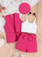 Girls Pink Vest and Shorts Outfit Set