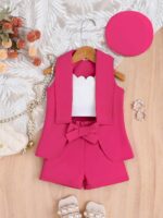 Girls Pink Vest and Shorts Outfit Set - Image 2