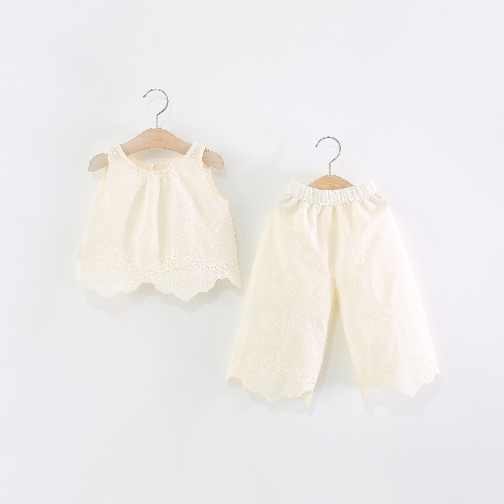 N290-108.jpg Girls Ivory Lace Top and Pants Set - Image 1
