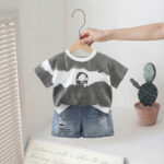 Kids Music Graphic T-Shirt and Denim Shorts Set - Image 2