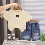 Baby Yellow T-Shirt and Denim Shorts Set