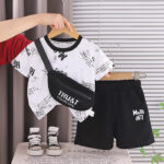 Kids Graphic T-Shirt Shorts and Waist Bag Set - Image 2