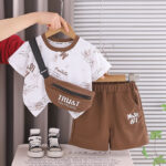 Kids Graphic T-Shirt Shorts and Waist Bag Set - Image 3