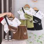 Kids Graphic T-Shirt Shorts and Waist Bag Set