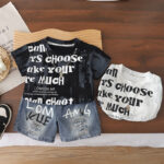Kids Graffiti Print T-Shirt and Denim Shorts Set - Image 3