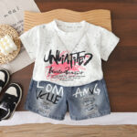 Kids Graffiti T-Shirt and Denim Shorts Set - Image 2