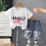 Kids Graffiti T-Shirt and Denim Shorts Set - Image 3