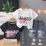 Kids Graffiti T-Shirt and Denim Shorts Set