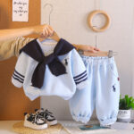 Kids Sailor Style Sweatshirt and Pants Set - Image 2