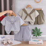Toddler Striped Short Sleeve Outfit Set - Image 3