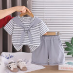 Toddler Striped Short Sleeve Outfit Set - Image 6