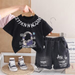 Kids Headphone Graphic T-Shirt and Shorts Set - Image 2