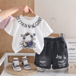 Kids Headphone Graphic T-Shirt and Shorts Set - Image 3