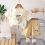 Kids Letter Print Shirt and Shorts Set - Image 2