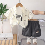 Kids Letter Print Shirt and Shorts Set - Image 3
