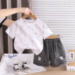 Kids dior T-Shirt and Grey Shorts Set