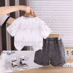 Kids dior T-Shirt and Grey Shorts Set - Image 2