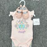 Baby Girl Pink Bodysuit Pants Shoes Set
