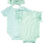 Mint Green Baby Bodysuit and Headband Set