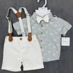 Boys Palm Print Shirt With Shorts Set