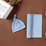Ribbed Newborn Swaddle Blanket and Hat Set - Image 3