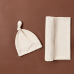 Ribbed Newborn Swaddle Blanket and Hat Set - Image 4