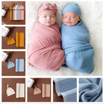 Ribbed Newborn Swaddle Blanket and Hat Set