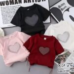 Kids Heart Print Short Sleeve T-Shirts