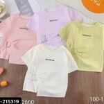Girls Short Sleeve Buckle T-Shirt Set