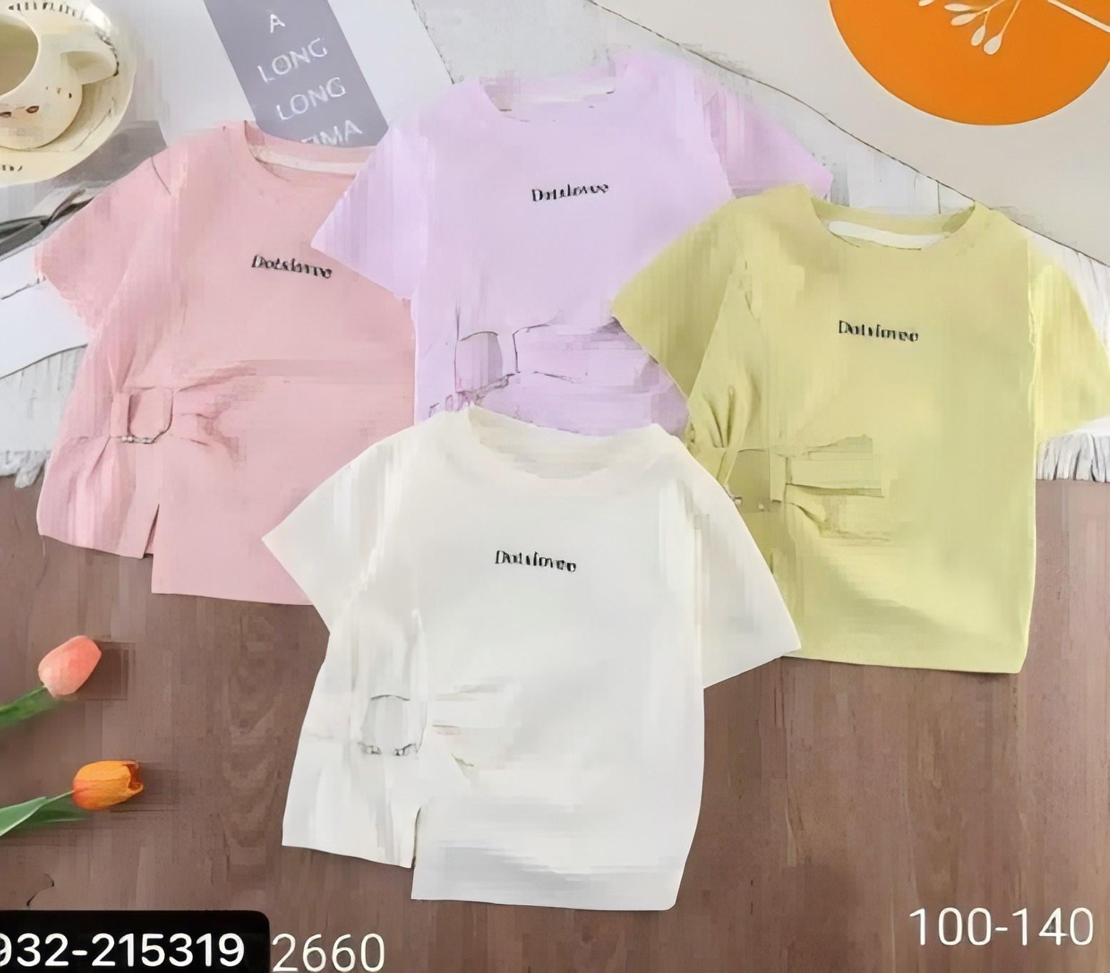 N307-284.jpg Girls Short Sleeve Buckle T-Shirt Set - Image 1