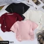 Kids Short Sleeve Button Detail T-Shirt