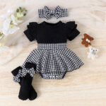 Baby Houndstooth Ruffle Skirt Outfit Set - Image 2