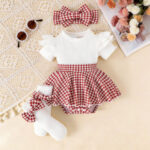Baby Houndstooth Ruffle Skirt Outfit Set - Image 3