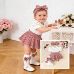 Baby Houndstooth Ruffle Skirt Outfit Set - Image 5