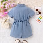Toddler Girls Distressed Denim Romper - Image 2