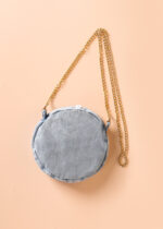 Girls Blue Denim Dress With Purse - Image 2