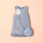 Girls Blue Denim Dress With Purse - Image 3