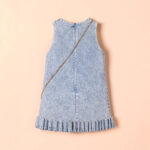 Girls Blue Denim Dress With Purse - Image 4