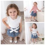 Toddler Ruffle Top and Denim Skirt Set