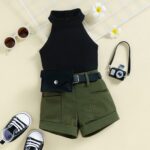 Girls Ribbed Halter Top and Shorts Set - Image 2