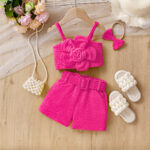 Girls Pink Flower Top and Shorts Set
