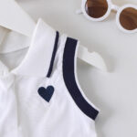 Girls Navy and White Sleeveless Skirt Set - Image 3