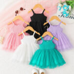 Girls Sleeveless Tulle Layered Dresses