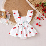 Baby Girl White Cherry Print Romper Dress