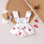 Baby Girl White Cherry Print Romper Dress - Image 2