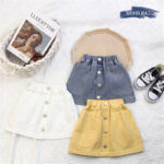 Girls Button Front Skirt Trio Set