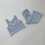 Girls Blue and Gray Tank Top Leggings Set - Image 4