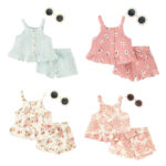 Girls Summer Floral Tank Top Shorts Set